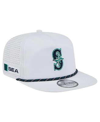 New Era Men's White Seattle Mariners Perforated Golfer Snapback Hat