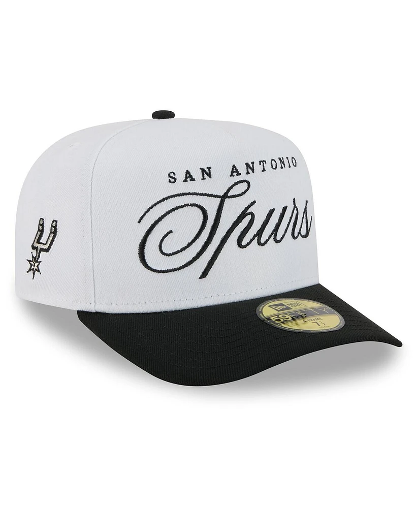 New Era Men's White/Black San Antonio Spurs 2025 Nba Draft A-Frame 59FIFTY Fitted Hat