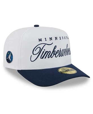 New Era Men's White/Navy Minnesota Timberwolves 2025 Nba Draft A-Frame 59FIFTY Fitted Hat