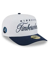 New Era Men's White/Navy Minnesota Timberwolves 2025 Nba Draft A-Frame 59FIFTY Fitted Hat