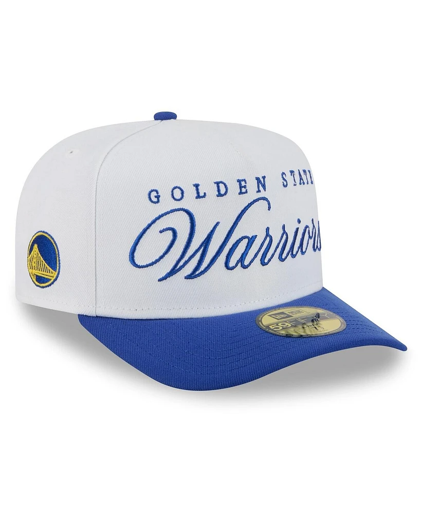 New Era Men's White/Royal Golden State Warriors 2025 Nba Draft A-Frame 59FIFTY Fitted Hat