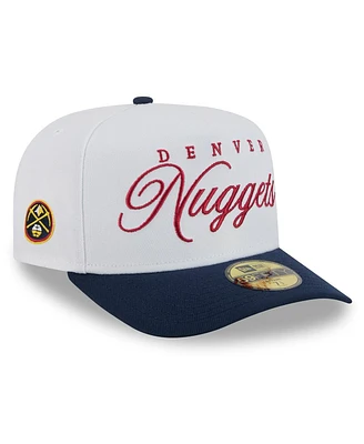 New Era Men's White/Navy Denver Nuggets 2025 Nba Draft A-Frame 59FIFTY Fitted Hat