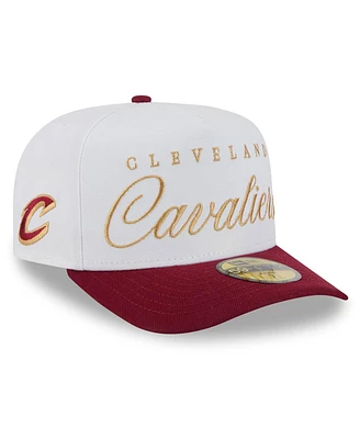 New Era Men's White/Wine Cleveland Cavaliers 2025 Nba Draft A-Frame 59FIFTY Fitted Hat