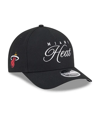 New Era Men's Black Miami Heat 2025 Nba Draft M-Crown A-Frame 9FORTY Adjustable Hat