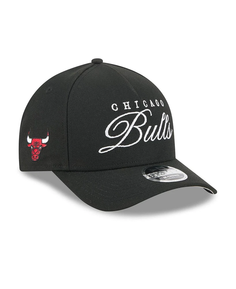 New Era Men's Black Chicago Bulls 2025 Nba Draft M-Crown A-Frame 9FORTY Adjustable Hat