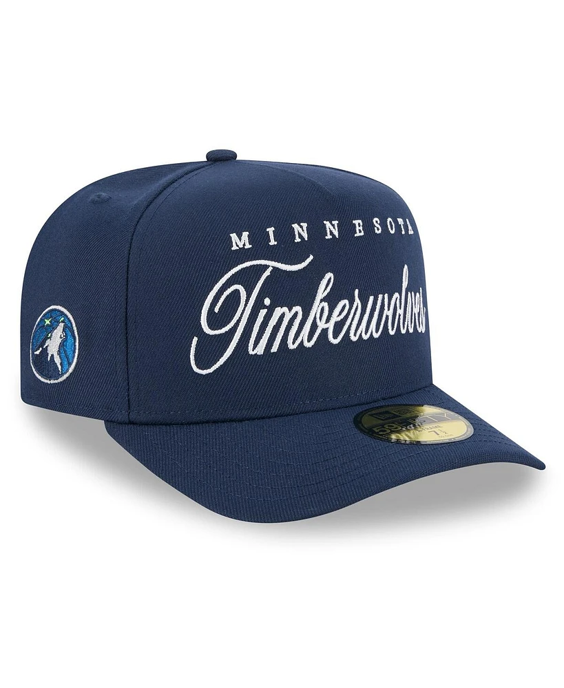 New Era Men's Navy Minnesota Timberwolves 2025 Nba Draft A-Frame 59FIFTY Fitted Hat