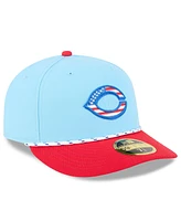 New Era Men's Light Blue/Red Cincinnati Reds 2025 Fourth of July Low Profile 59FIFTY Fitted Hat
