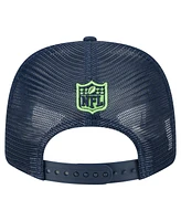 New Era Men's College Navy Seattle Seahawks Team Collection 9SEVENTY Stretch-Snap Adjustable Hat