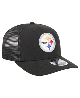 New Era Men's Black Pittsburgh Steelers Team Collection 9SEVENTY Stretch-Snap Adjustable Hat