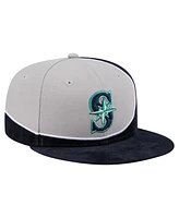 New Era Men's Navy/Gray Seattle Mariners Retro Split Corduroy Snapback Hat