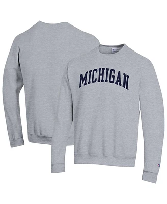 Champion Men's Heather Gray Michigan Wolverines Basic Arch Fleece Pullover Sweatshirt