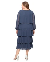 Sl Fashions Plus Tiered Chiffon A-Line Dress