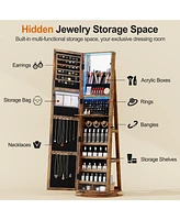 Vlsrka Led jewelry storage cabinet with back shelves and 360° rotation.