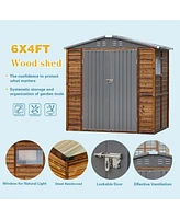 Mondawe 4x6FT Iron-Wood Outdoor Storage Tool Shed with Lockable Door and Windows