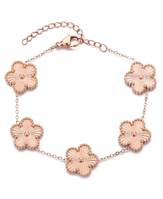Adornia Tarnish Resistant Rose Gold 5 Leaf Clover Station Bracelet