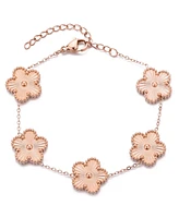 Adornia Tarnish Resistant Rose Gold 5 Leaf Clover Station Bracelet
