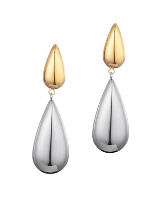 Adornia Two Tone Mixed Metal Teardrop Drop Earrings