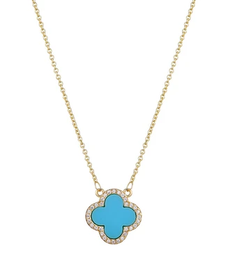 Adornia Cubic Zirconia Turquoise Halo Clover Pendant Necklace
