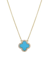 Adornia Cubic Zirconia Turquoise Halo Clover Pendant Necklace