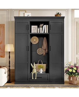 Streamdale Furniture Hall Tree with Bench, 3 Hooks, Cabinet, Drawer & Shelves
