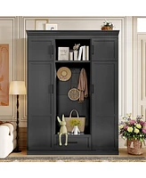 Streamdale Furniture Hall Tree with Bench, 3 Hooks, Cabinet, Drawer & Shelves