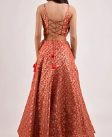 Raas Women's Red Banarasi Jacquard Lehenga Choli