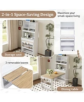 Streamdale Furniture Compact Buffet Hutch Foldable Table Storage