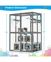 Outdoor Wooden Cat Catio - Large Grey
