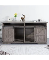 Modern Double Dog Crate Furniture with Storage