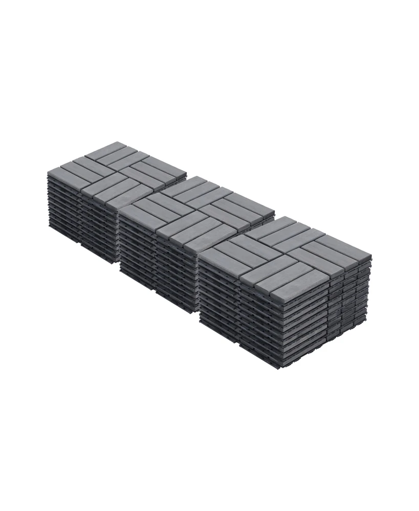 Streamdale Furniture Interlocking Deck Tiles, Light Gray Acacia, 12"x12" (30 Pcs)