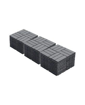 Streamdale Furniture Interlocking Deck Tiles, Light Gray Acacia, 12"x12" (30 Pcs)