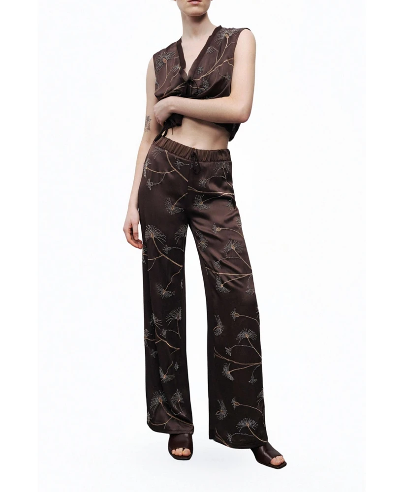 Nocturne Women's Beaded Embroidered Pants