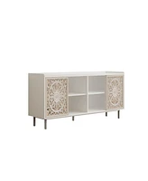 Streamdale Furniture Mid Century Modern White Buffet/Tv Stand