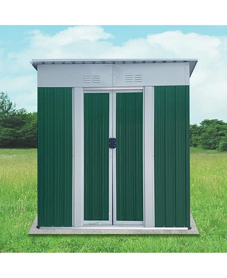 Streamdale Furniture 5x3ft Mini Outdoor Storage Shed - Green, Sliding Door