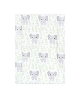 Hudson Baby Cotton Flannel Burp Cloths 7pk, Leafy Elephant, One Size