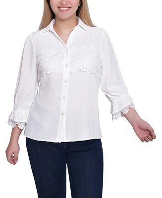 Ny Collection Women's 3/4 Sleeve Lace Top