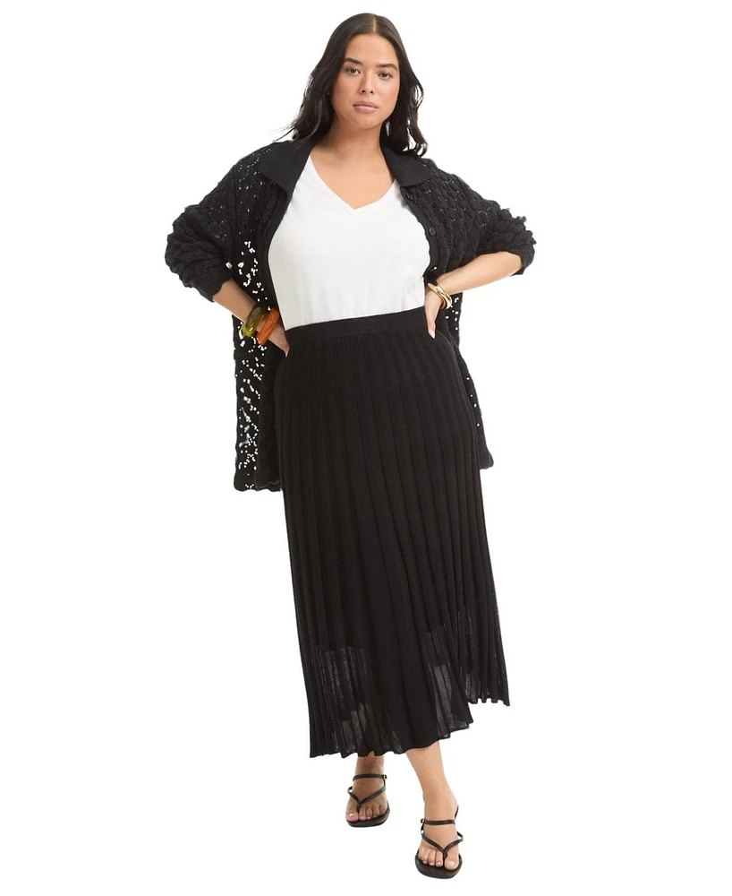 June + Vie Women's Pleated Midi Skirt