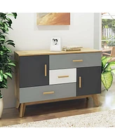 Volenca Free-standing Storage Floor Cabinet with 2 Doors and 3 Drawers