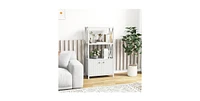Volenca Bathroom Storage Cabinet with Open Shelves and Double Doors