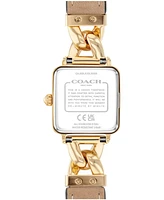 Coach Women's Cass Gold Tone Stainless Steel and Saddle Leather Calfskin Strap Watch, 22mm