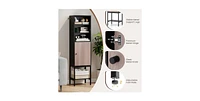 Volenca 57 Inch Bathroom Tall Cabinet with 1 Door and 4 Shelves Narrow Storage Unit with Adjustable Shelves