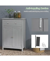 Volenca 2-Door Freestanding Bathroom Cabinet with Drawer and Adjustable Shelf