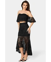 Bebe Women's Two Piece Lace High Low Dress