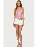 Edikted Women's Eira Sheer Lace Tank Top