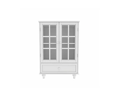 Casainc Kitchen Cabinet with Double Glass Doors and Drawer