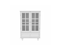 Casainc Kitchen Cabinet with Double Glass Doors and Drawer