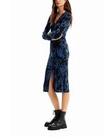 Desigual Women's Floral knit midi dress