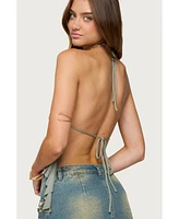 Edikted Women's Safi Backless Split Front Halter Top