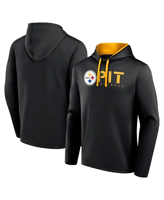 Logo Athletic Men's Black Pittsburgh Steelers Head Start Pullover Hoodie