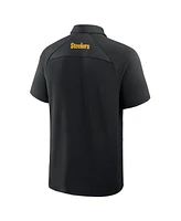 Fanatics Men's Black Pittsburgh Steelers Back Around Raglan Polo Shirt